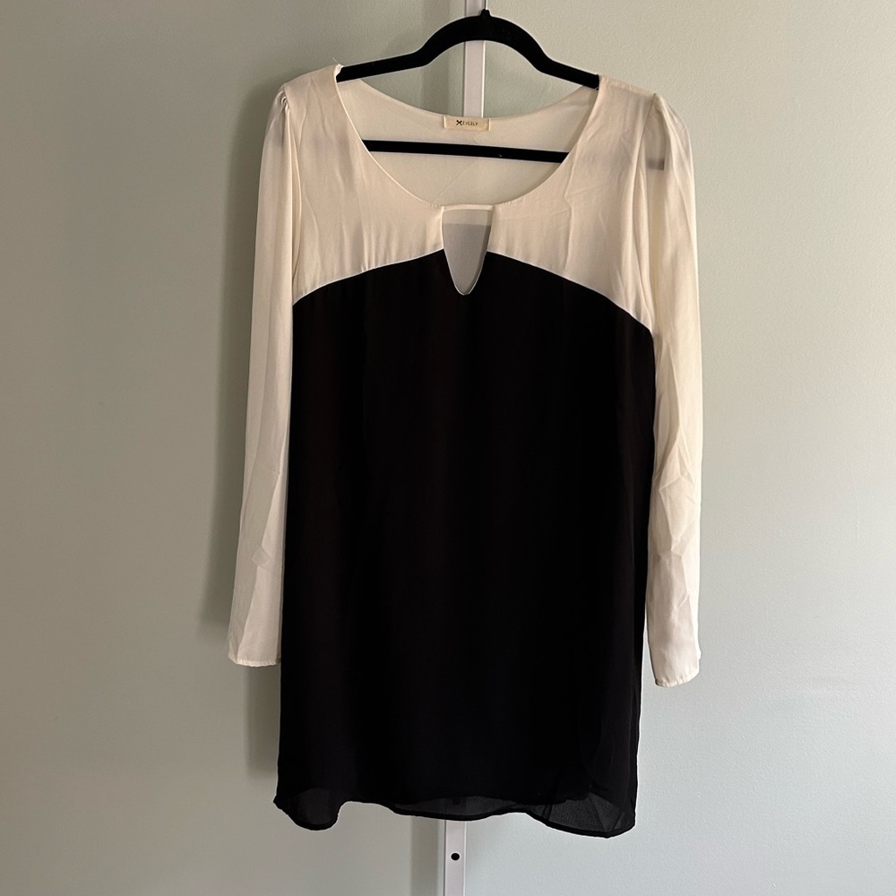 Everly Black White Long Sleeve Mini Dress